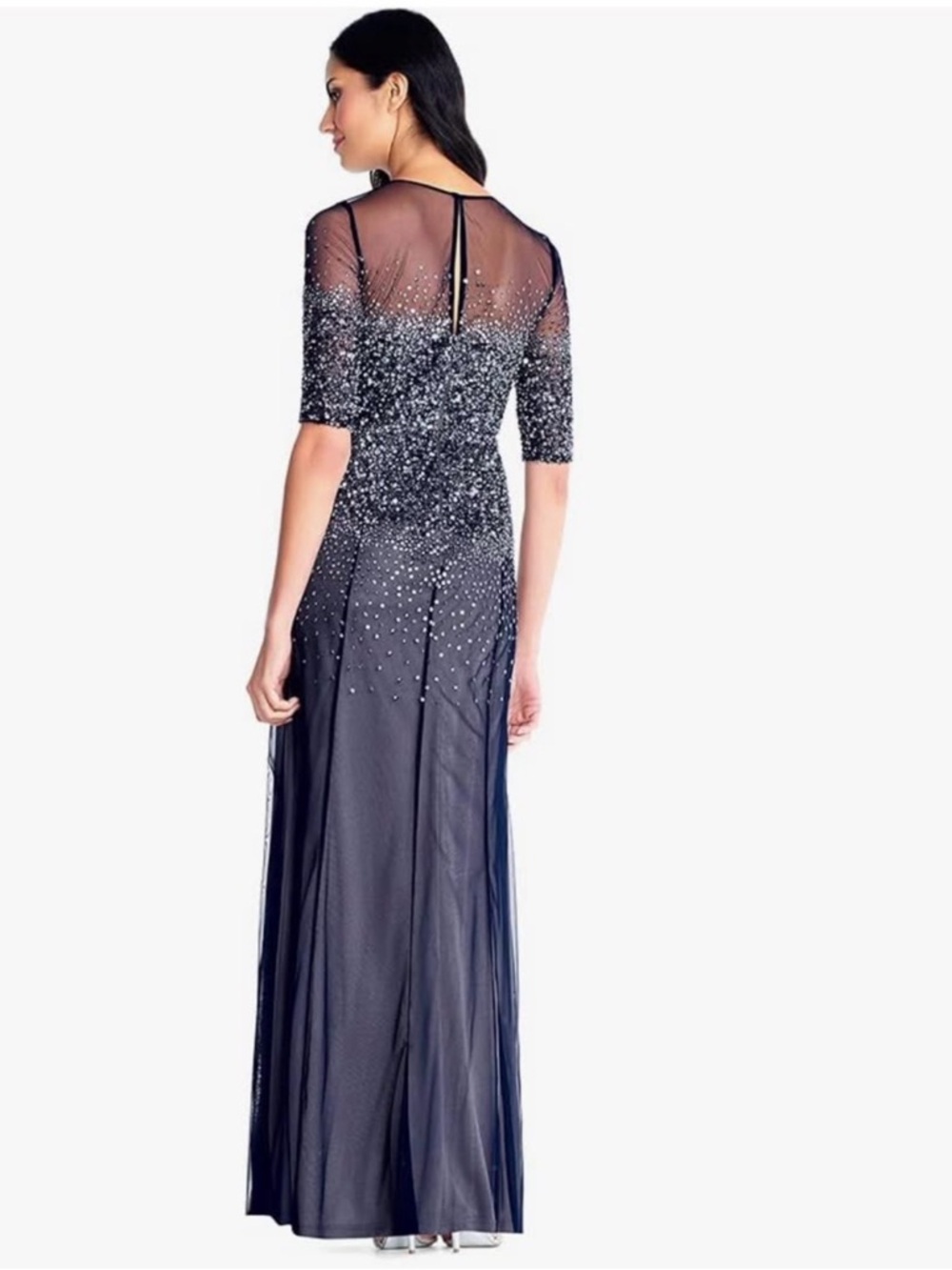 Adrianna Papell 3/4 Sleeve Beaded Illusion Gown size 6 - Picture 2 of 5